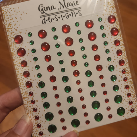 RED GREEN MIRROR FOIL - GINA MARIE DESIGNS Enamel Dot Embellishments