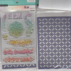 BE BRAVE - RECOLLECTIONS CLEAR STAMP & STENCIL SET