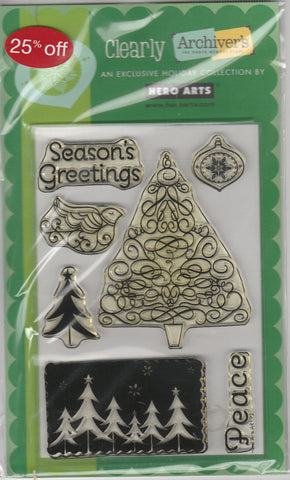 SEASONS GREETINGS TREE - HERO ARTS CLEAR STAMPS