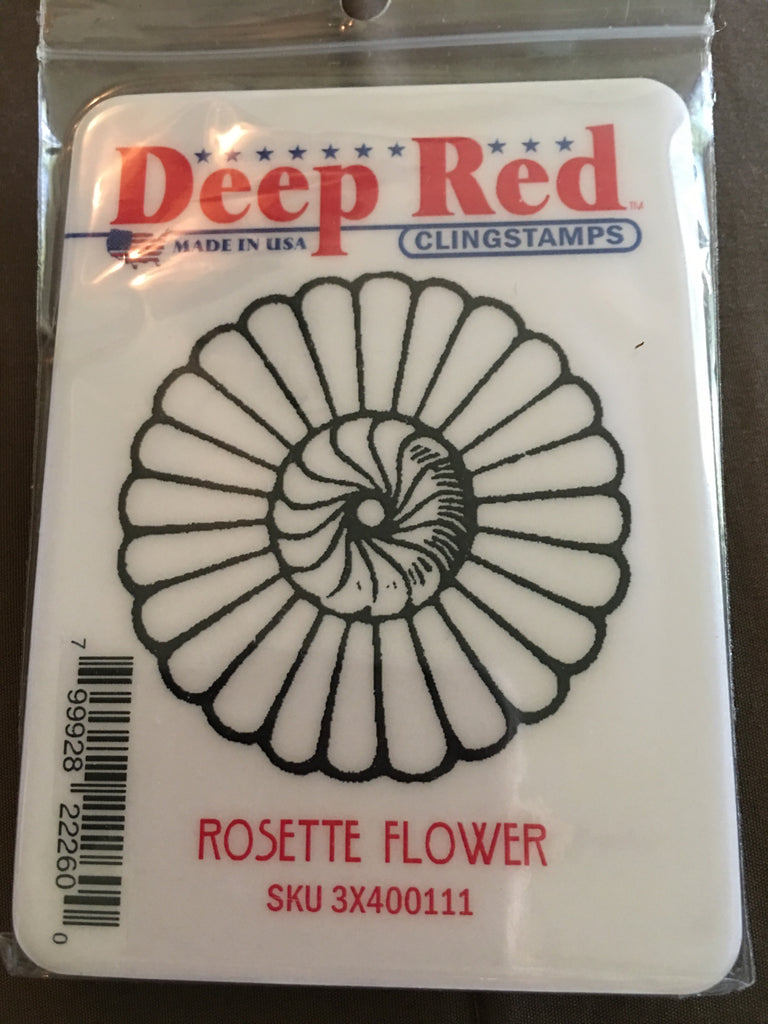 ROSETTE FLOWER DEEP RED RUBBER STAMPS Scrapbook Outlet Gina Marie Designs