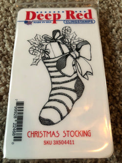 CHRISTMAS STOCKING - DEEP RED RUBBER STAMPS