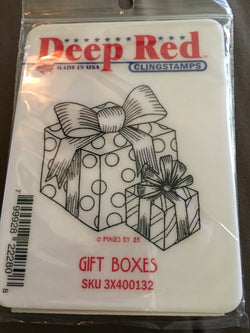 GIFT BOXES DEEP RED RUBBER STAMPS