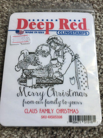 CLAUS FAMILY CHRISTMAS - DEEP RED RUBBER STAMPS