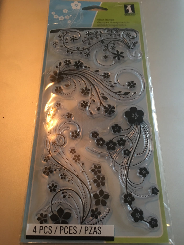 Set Di 4 Timbri Trasparenti Inkadinkado – Mod Flower Flourish, Foglio 4x8 Pollici - 2