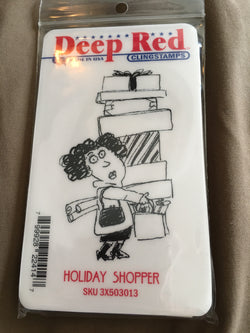 HOLIDAY SHOPPER - DEEP RED RUBBER STAMPS