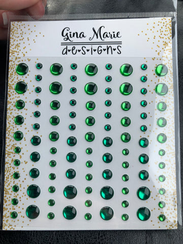 GREEN FOIL MIRRORED METALLIC Enamel Dot Embellishments