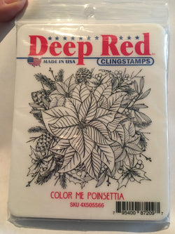 COLOR ME POINSETTIA - DEEP RED RUBBER STAMPS