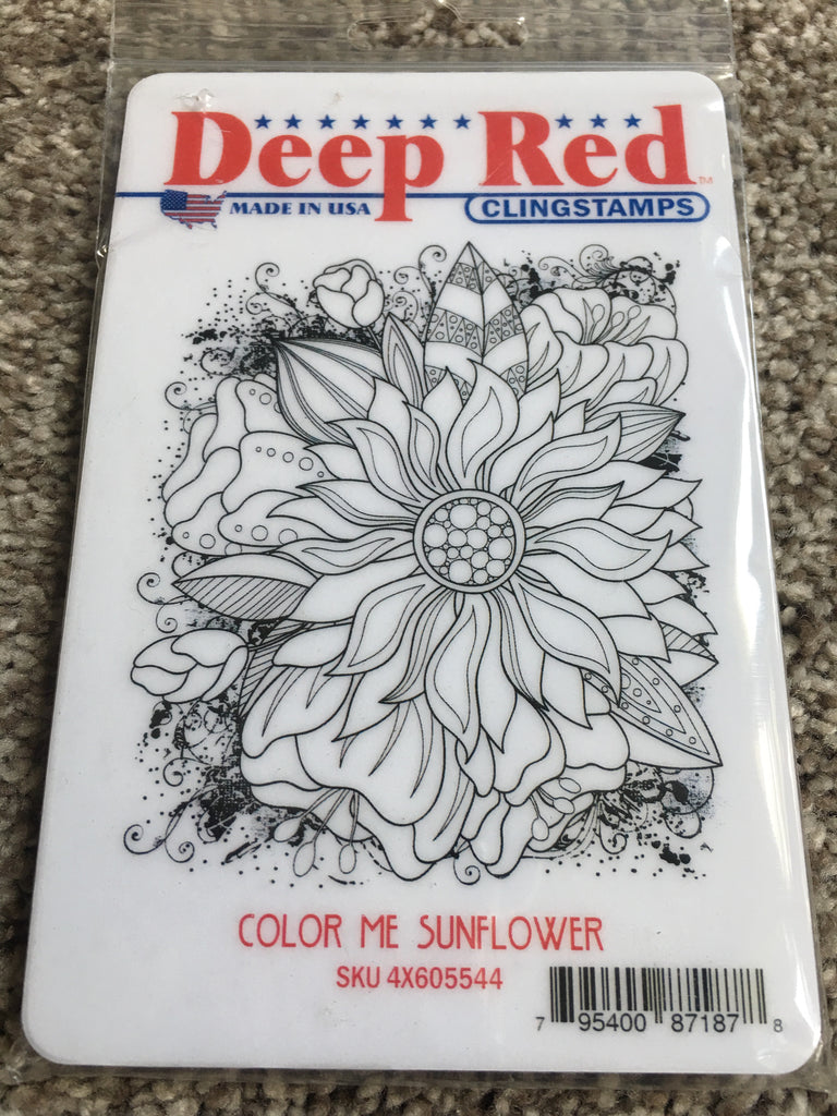 COLOR ME SUNFLOWER DEEP RED RUBBER STAMPS Scrapbook Outlet Gina Marie Designs