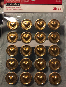 GOLD HEART SEALS VALENTINE - RECOLLECTIONS STICKERS