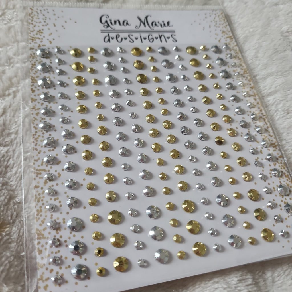 RESIN STYLE GOLD & SILVER RHINESTONES MULTI SIZE PK GINA MARIE DESIG