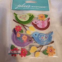 STITCHED COLORFUL BIRDS - Jolee's Boutique Stickers