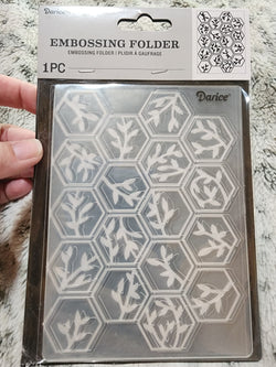 DARICE EMBOSSING FOLDER - HEXAGON LEAVES