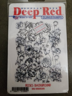 ROSES BKGD - DEEP RED RUBBER STAMPS