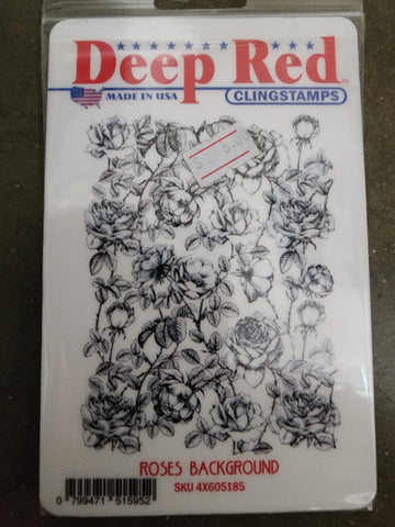 ROSES BKGD - DEEP RED RUBBER STAMPS