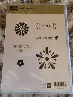 WITH ALL MY HEART - USED STAMPIN UP CLING STAMPS