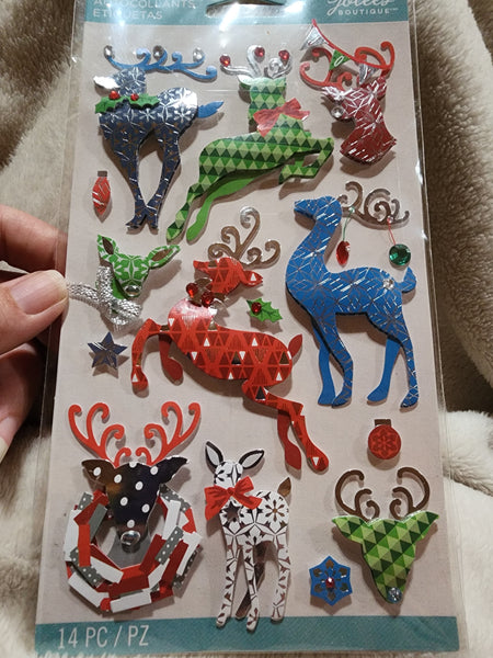 K & COMPANY STICKERS  - PATTERN REINDEER