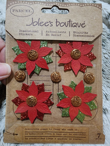 PRESENTS Jolee's Boutique Stickers - METAL POINSETTIA TACKS