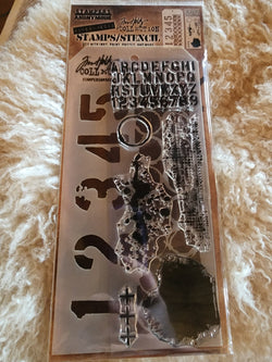 THMM122: Alphabet, Texture, and Large Numbers  - TIM HOLTZ STAMP AND STENCIL SET