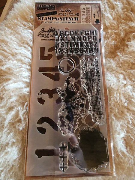 THMM122: Alphabet, Texture, and Large Numbers  - TIM HOLTZ STAMP AND STENCIL SET