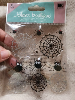 HARD TO FIND Jolee's Boutique Stickers - CUTE SPIDERS AND WEBS