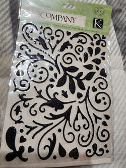 ELEGANCE NLACK GLITTER PILLOW STICKERS - K & COMPANY