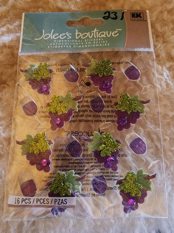 WINE GLASS AND GRAPES REPEATS - Jolee's Boutique Stickers