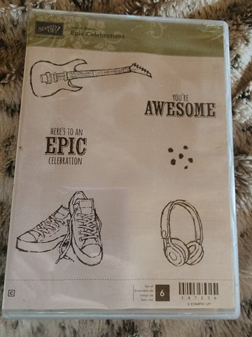 EPIC CELEBRATIONS - USED STAMPIN UP CLING STAMPS