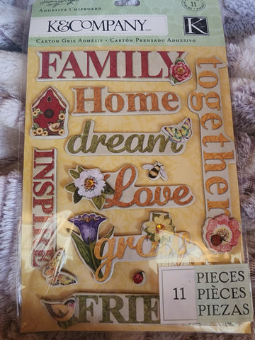 SW MEADOW WORD CHIPBOARD STICKERS - K & COMPANY