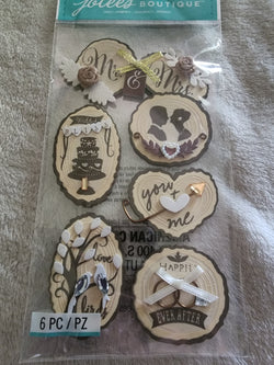 WOODEN SILHOUETTE WEDDING ICONS - JOLEES BOUTIQUE STICKERS