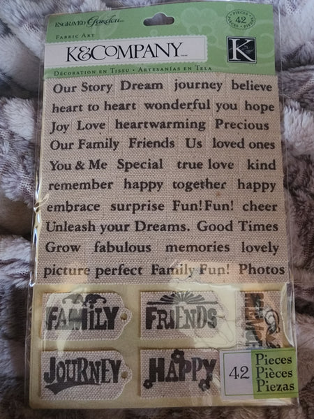 WORD AND TAG FABRIC ART STICKERS - K & COMPANY