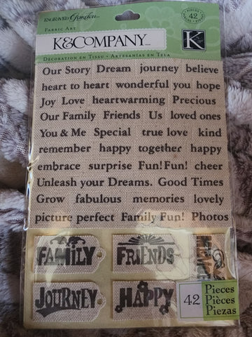 WORD AND TAG FABRIC ART STICKERS - K & COMPANY