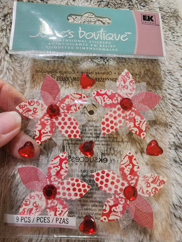 JOLEES BOUTIQUE STICKERS - RED PATTERNED FLOWERS