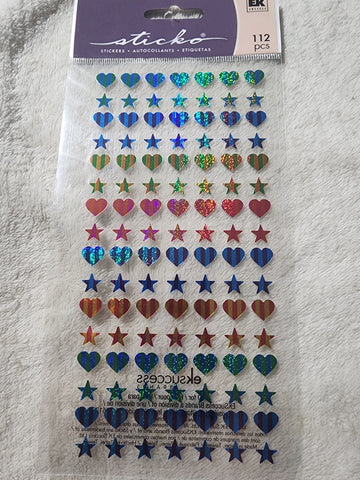 METALLIC HEARTS & STARS- STICKO STICKERS