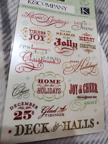 BW EVERGREEN GLITTER WORDS ( RUB - ONS ) - K & COMPANY