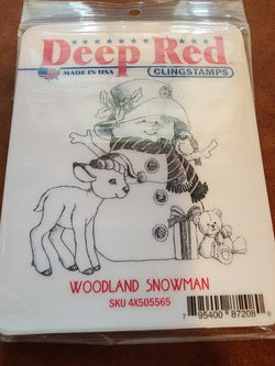 DEEP RED RUBBER STAMPS - WOODLAND SNOWMAN