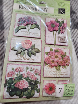 TC COTTAGE GARDEN PINK FLORAL STICKERS - K & COMPANY