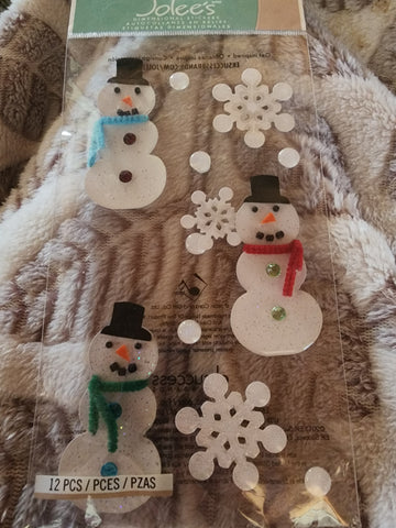GLITTER SNOWMEN - Jolee's Boutique Stickers