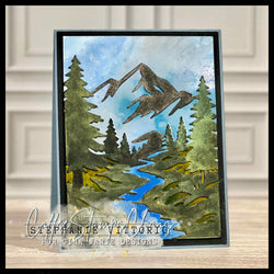 MOUNTAIN RIVER SCENE PLATE DIE - GINA MARIE DESIGNS