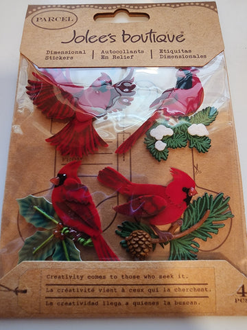 HARD TO FIND Jolee's Boutique Stickers - WINTER CARDINALS