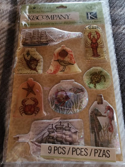 TRAVEL OCEAN SNOWGLOBE STICKERS - K & COMPANY
