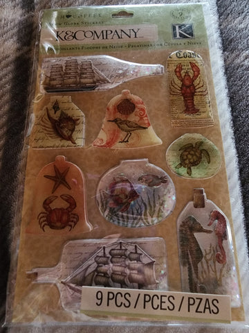 TRAVEL OCEAN SNOWGLOBE STICKERS - K & COMPANY