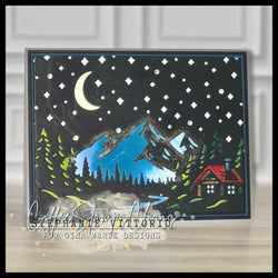 MOUNTAIN FOREST STARRY SKY SCENE PLATE DIE - GINA MARIE DESIGNS