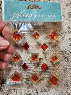 Jolee's Boutique Stickers - PYRAMID GEM RUBY