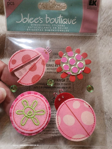 HARD TO FIND Jolee's Boutique Stickers - LADY BUGS AND FLOWERS