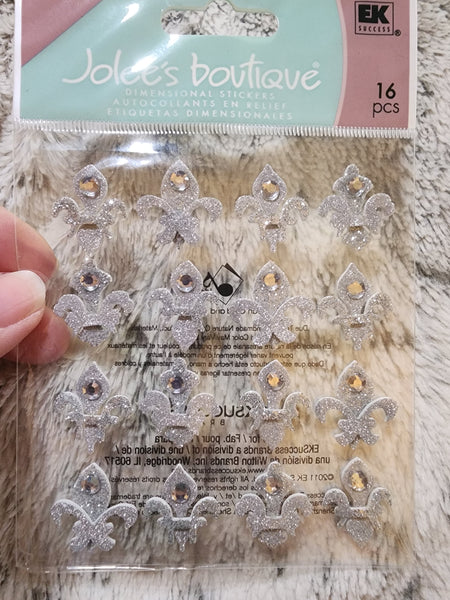 JOLEES BOUTIQUE STICKERS - SILVER FLEUR DI LIS REPEATS