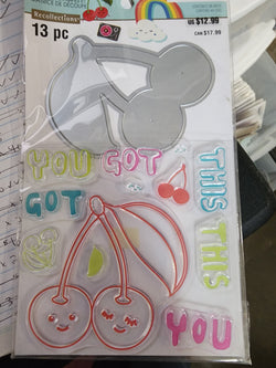 CHERRY YOU GOT THIS STAMP AND DIE SET RECOLLECTIONS