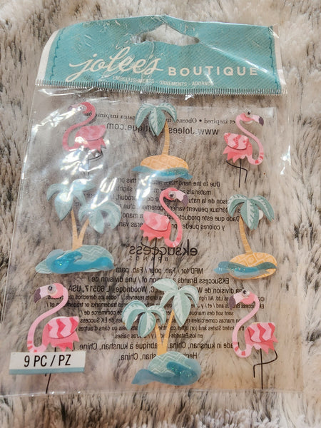 FLAMINGO AND PALM REPEATS - JOLEES BOUTIQUE STICKERS