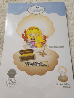OYSTER SHELL CARD WITH POP UP DIE SET - ELIZABETH CRAFT DESIGNS (NO MERMAID INCLUDED!)  REVEIW PHOTOS