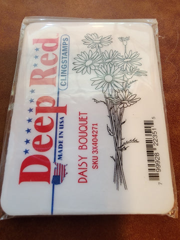 DEEP RED RUBBER STAMPS - DAISY BOUQUET