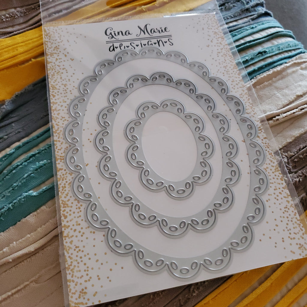 THICK STITCH OVAL DIE SET GINA MARIE DESIGNS Scrapbook Outlet